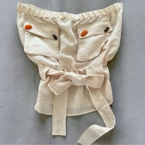 Moon River Cream Tie-Waist Sleeveless Top